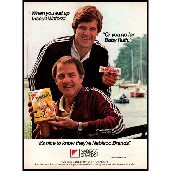 1982 Nabisco Foods Baby Ruth Triscuit Vintage Print Ad Bobby Orr Wall Art Photo - Picture 1 of 1
